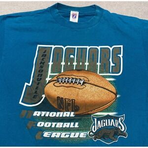 Vintage Jacksonville Jaguars Shirt Mens XL Teal Big Graphic 90s Logo 7‎ NFL